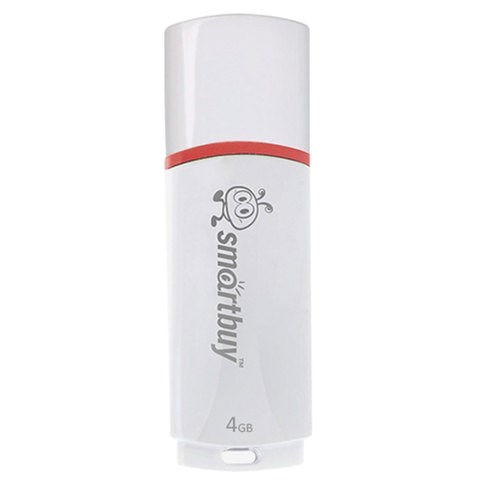 Флеш-диск 4 GB, SMARTBUY Crown, USB 2.0, белый, SB4GBCRW-W 512770 - фото 303705