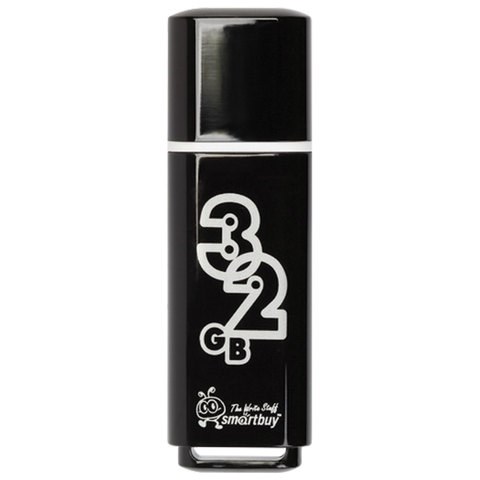 Флеш-диск 32 GB, SMARTBUY Glossy, USB 2.0, черный, SB32GBGS-K 512776 - фото 303707