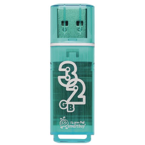 Флеш-диск 32 GB, SMARTBUY Glossy, USB 2.0, зеленый, SB32GBGS-G 512784 - фото 303710
