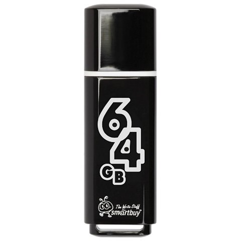 Флеш-диск 64 GB, SMARTBUY Glossy, USB 2.0, черный, SB64GBGS-K 512795 - фото 303714