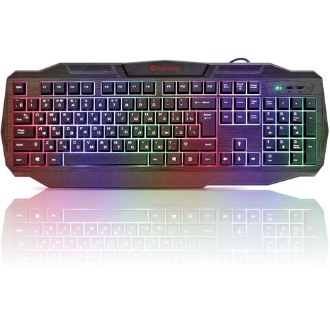 Клавиатура проводная DEFENDER Ultra HB-330L, USB, 104 клавиши, с подсветкой, черная, 45330 513415 - фото 303763