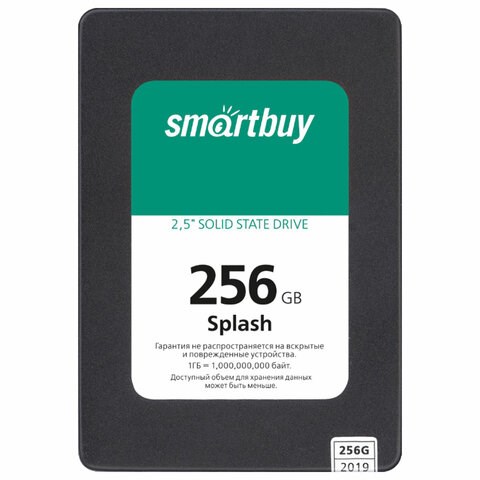 Твердотельный накопитель SSD SMARTBUY Splash 256GB, 2,5", SATA III, черный, SBSSD-256GT-MX902-25S3 513606 - фото 303804