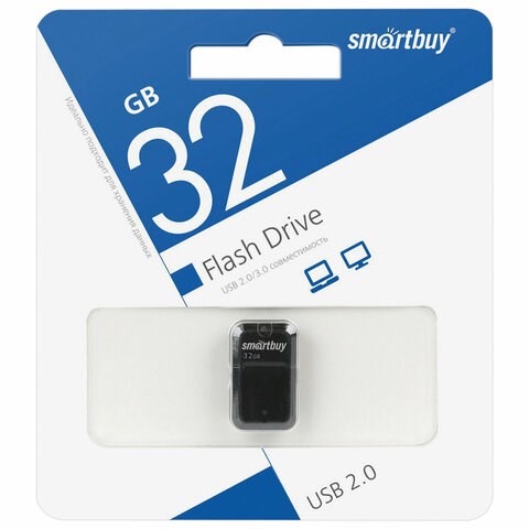 Флеш-диск 32 GB, SMARTBUY Art, USB 2.0, черный, SB32GBAK 513610 - фото 303805