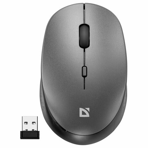 Мышь беспроводная DEFENDER Auris MB-027, USB, 3 кнопки + 1 колесо-кнопка, оптическая, серая, 52029 513817 - фото 303900