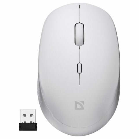 Мышь беспроводная DEFENDER Auris MB-027, USB, 3 кнопки + 1 колесо-кнопка, оптическая, белая, 52028 513819 - фото 303902