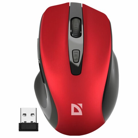 Мышь беспроводная DEFENDER Prime MB-053, USB, 5 кнопок + 1 колесо-кнопка, оптическая, красная, 52052 513821 - фото 303904