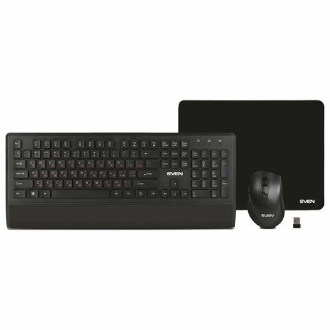Набор беспроводной SVEN KB-C3800W, клавиатура, мышь 5 кнопок + 1 колесо-кнопка, коврик, SV-017293 513835