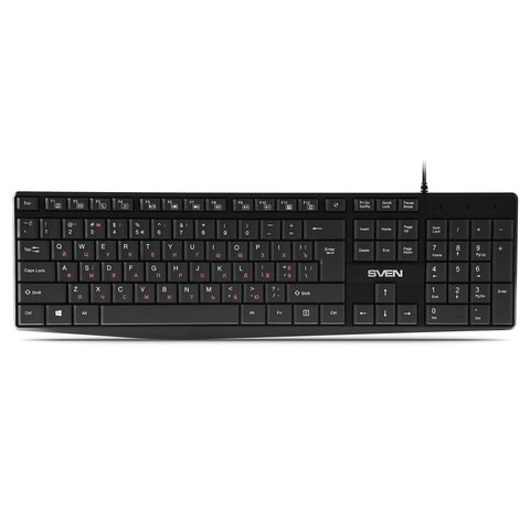 Клавиатура проводная SVEN KB-S305, USB, 105 кнопок, черная, SV-018801 513837 - фото 303912