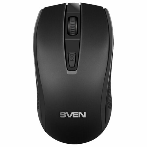 Мышь беспроводная SVEN RX-220W, 3 кнопки + 1 колесо-кнопка, оптическая, чёрная, SV-016227 513975 - фото 303947