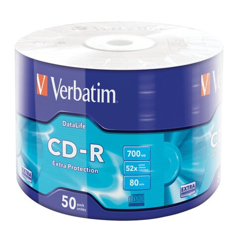 Диски CD-R VERBATIM DataLife, 700 Мб 52x Bulk (термоусадка без шпиля), КОМПЛЕКТ 50 шт., 43787 514004 - фото 303957