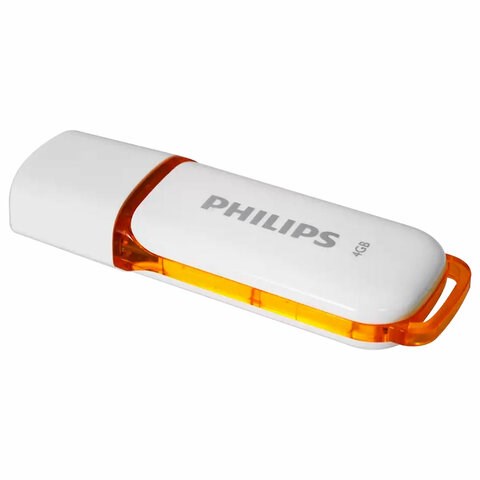 Флеш-диск 4 GB PHILIPS SNOW, разъем USB 2.0, оранжевый, FM04FD70B/97 514076 - фото 303988