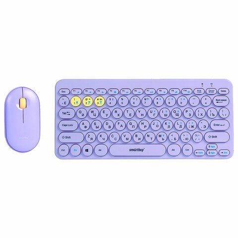Набор беспроводной SMARTBUY 510590, клавиатура, мышь 2 кнопки+1 колесо, фиолетовая SBC-510590AG-V 514190 - фото 304040
