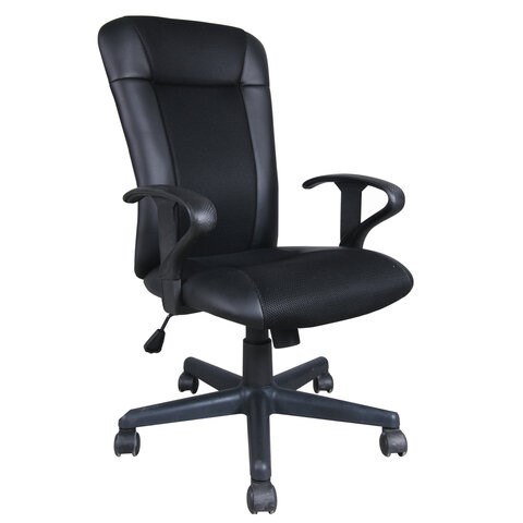 Кресло BRABIX Optima MG-370, с подлокотниками, экокожа/ткань, черное, 531580 531580 - фото 304308