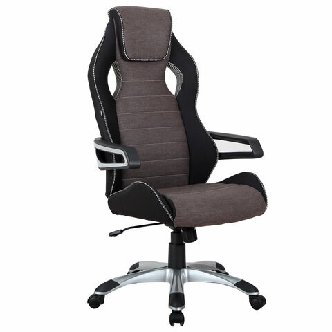 Кресло компьютерное BRABIX "Techno GM-002", ткань, черное/серое, вставки белые, 531815 531815 - фото 304359