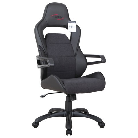 Кресло компьютерное BRABIX "Nitro GM-001", ткань, экокожа, черное, 531817 531817 - фото 304361