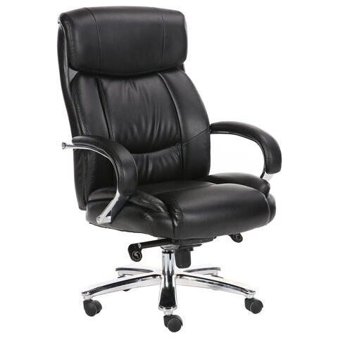 Кресло офисное BRABIX PREMIUM Direct EX-580, хром, рециклированная кожа, черное, 531824 531824 - фото 304368