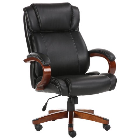 Кресло офисное BRABIX PREMIUM Magnum EX-701, дерево, рециклированная кожа, черное, 531827 531827 - фото 304371