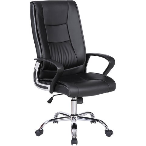 Кресло офисное BRABIX Forward EX-570, хром, экокожа, черное, 531837 531837 - фото 304375