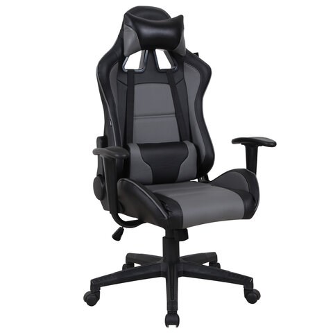 Кресло компьютерное BRABIX "GT Racer GM-100", две подушки, экокожа, черное/серое, 531926 531926 - фото 304411