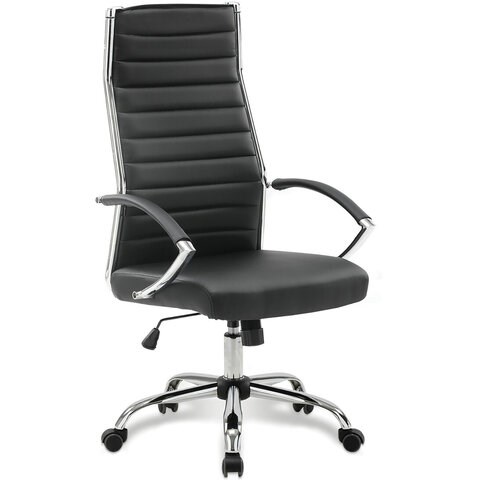 Кресло офисное BRABIX Style EX-528, экокожа, хром, черное, 531947 531947 - фото 304426