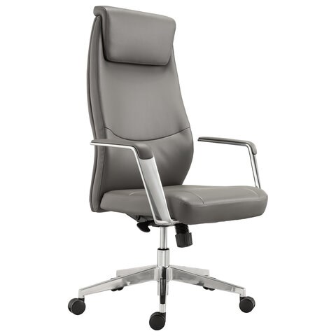 Кресло офисное BRABIX PREMIUM "Jazz EX-757", синхромеханизм, алюминий, экокожа, серое, 532490 532490 - фото 304542