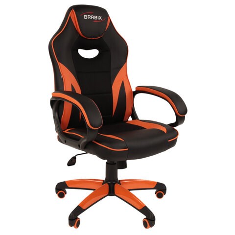 Кресло компьютерное BRABIX "Accent GM-161", TW/экокожа, черное/оранжевое, 532577, 7083505 532577 - фото 304599