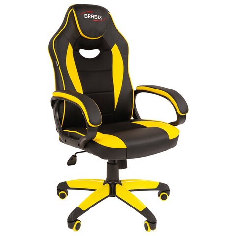 Кресло компьютерное BRABIX "Blaze GM-162", TW/экокожа, черное/желтое, 532579, 7083507 532579 - фото 304601