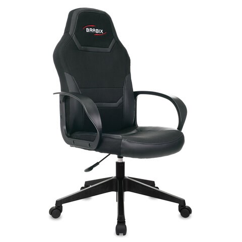 Кресло компьютерное BRABIX Alpha GM-018, ткань/экокожа, черное, 532636 532636 - фото 304614