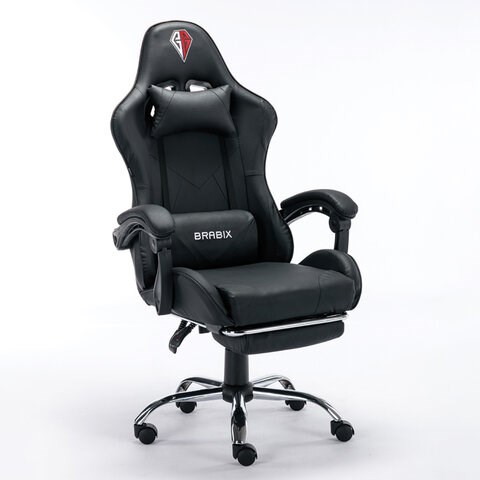 Кресло компьютерное BRABIX "Dexter GM-135", подножка, две подушки, экокожа, черное, 532800 532800 - фото 304681