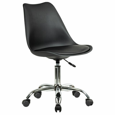 Кресло стул BRABIX "Eames MG-310 CH", хром, пластик черный, экокожа черная, 532925 532925 - фото 304692