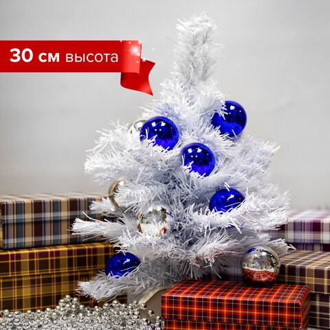Ель новогодняя искусственная настольная Snow White 30 см, ПВХ, белая, ЗОЛОТАЯ СКАЗКА, 591708 591708 - фото 304907
