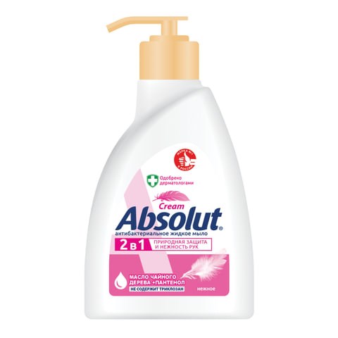 Мыло жидкое антибактериальное 250 мл ABSOLUT (Абсолют) Нежное, дозатор, не содержит триклозан, 5061 600593 - фото 305197