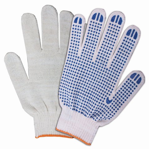 Перчатки хлопчатобумажные, КОМПЛЕКТ 200 пар, 10 класс, 32-34 г, 83 текс, ПВХ точка, LAIMA БЮДЖЕТ, БЕЛЫЕ, 601912 601912 - фото 305511
