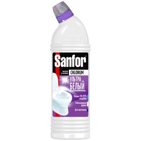 Чистящее средство 750 г, SANFOR Chlorum (Санфор Хлорный), мгновенное отбеливание, гель 601970 - фото 305531