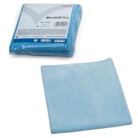 Салфетка VILEDA "МикроТаффПлюс", КОМПЛЕКТ 5 шт., микрофибра, голубые, 38х38 см, 340 г/м2, 111958 602091 - фото 305554