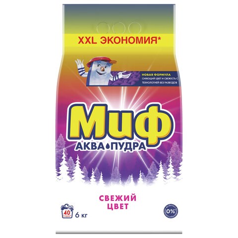 Стиральный порошок-автомат 6 кг, МИФ 3 в 1 "Свежий цвет" 602420 - фото 305631