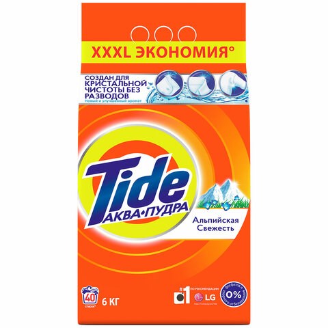 Стиральный порошок-автомат 6 кг, TIDE (Тайд) "Альпийская свежесть", 700271 603159 - фото 305710