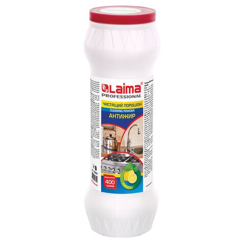 Чистящее средство 400 г, LAIMA PROFESSIONAL Антижир Лимон, порошок, 604654 604654 - фото 305940