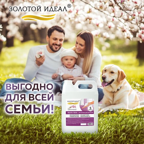 Мыло-пена для специальных диспенсеров 5 л ЗОЛОТОЙ ИДЕАЛ "Цветочное", 605908 605908