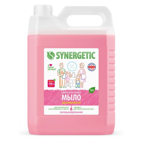 Мыло жидкое 5 л SYNERGETIC, Аромамагия гипоаллергенное, биоразлагаемое, ЭКО 606749 - фото 306539