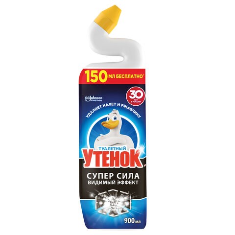 Средство для сантехники/уборки туалета 900 мл, ТУАЛЕТНЫЙ УТЕНОК Супер Сила Видимый Эффект 608011 - фото 306861