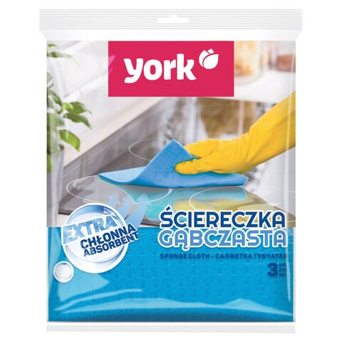 Салфетки ЦЕЛЛЮЛОЗНЫЕ (губчатые), 15,5х17,5 см, КОМПЛЕКТ 3 шт., СУПЕР впитываемость, YORK, 24010 608408 - фото 307076