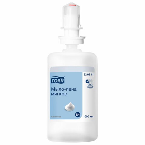 Картридж с жидким мылом-пеной одноразовый TORK (Система S4) Advanced, мягкое, 1 л, 520511 608894 - фото 307367