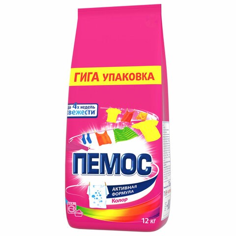 Стиральный порошок автомат, 12 кг, ПЕМОС КОЛОР, для цветного белья 609650 - фото 307712