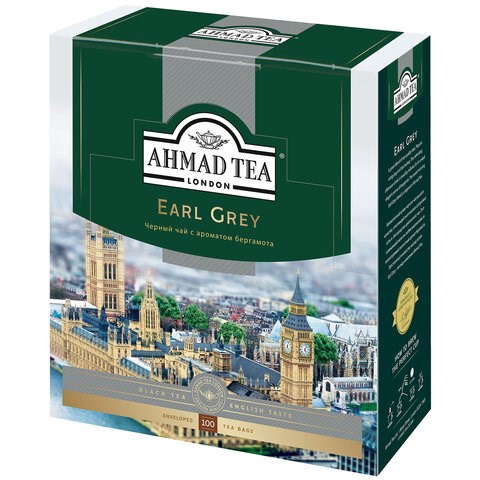 Чай AHMAD "Earl Grey" черный с ароматом бергамота,100 пакетиков в конвертах по 2 г, 595i-08 620024 - фото 308016