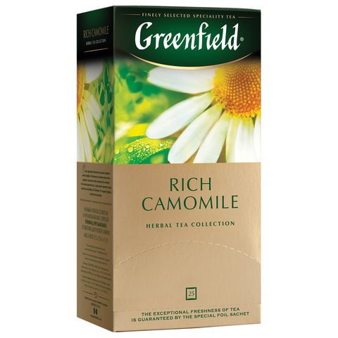 Чай GREENFIELD "Rich Camomile" травяной ромашковый, 25 пакетиков в конвертах по 1,5 г, 0432-10 620381 - фото 308042
