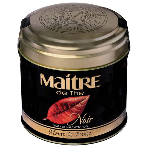 Чай листовой MAITRE "Мэтр де Люкс" черный 100 г, жестяная банка, бар165р 620404 - фото 308054