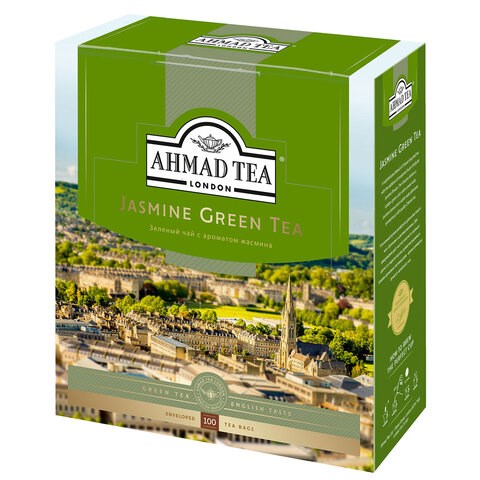 Чай AHMAD (Ахмад) "Jasmine Green Tea" зелёный с жасмином, 100 пакетиков в конвертах по 2 г, 475i-08 620427 - фото 308062