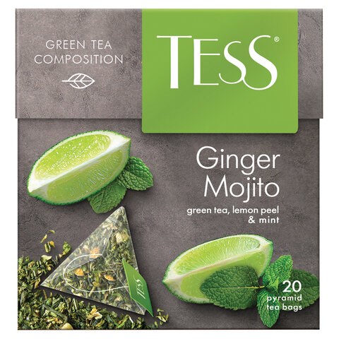 Чай TESS "Ginger Mojito" зеленый с ароматом мяты, цедрой лимона, имбирем, 20 пирамидок по 1,8 г, 0788-12 621041 - фото 308082
