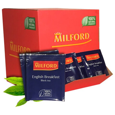 Чай MILFORD "English Breakfast" черный, 200 пакетиков в конвертах по 1,75 г, 6990 РК 622126 - фото 308145